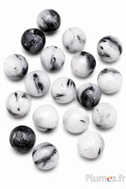 Natursteinperlen - Ø 14 mm - grau-schwarz